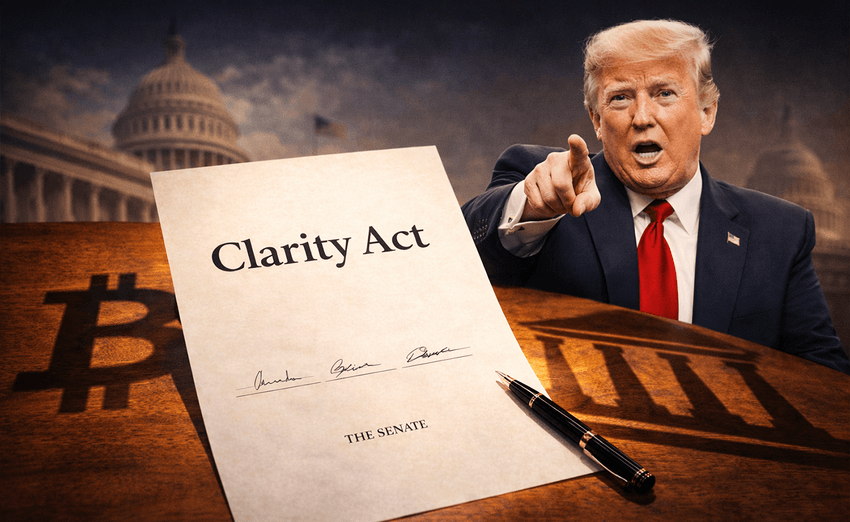 Trump Pressures Senate to Pass CLARITY Act, Accuses Banks of Undermining Crypto Agenda