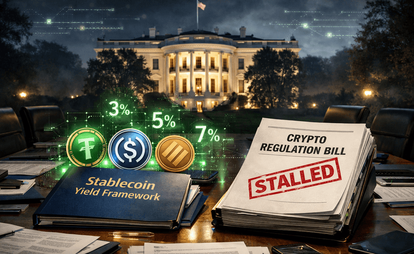 White House Weighs New Stablecoin Yield Talks as Crypto Bill Stalls